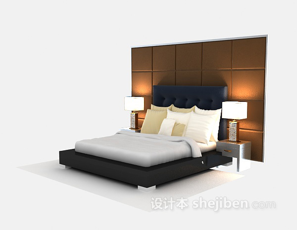 免费现代床具推荐3d模型下载