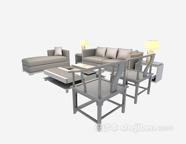现代风格组合沙发推荐3d模型下载