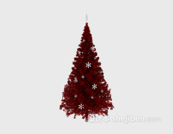 红色圣诞树3d模型下载