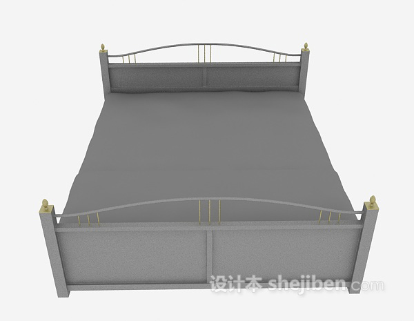 现代风格现代木质双人床3d模型下载