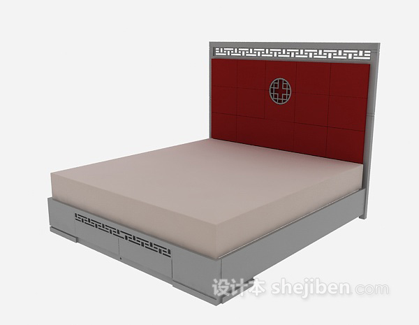 免费中式单人床3d模型下载