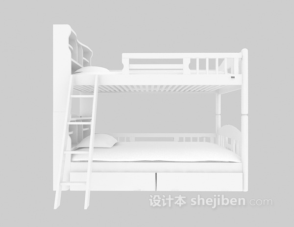 免费白色上下铺床3d模型下载