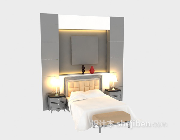 免费欧式风格床具3d模型下载