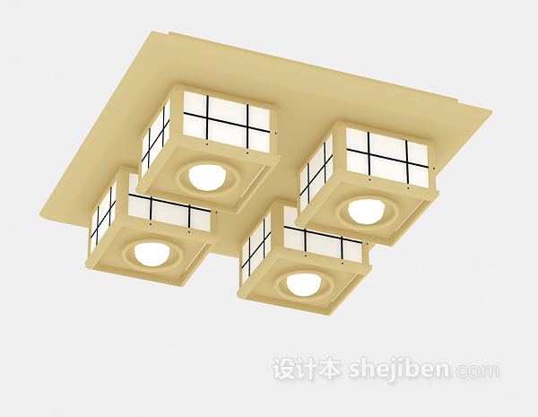 中式风格木质吊灯3d模型下载