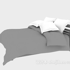 实木双人床3d模型下载