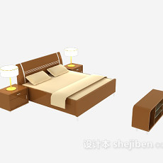 实木床3d模型下载