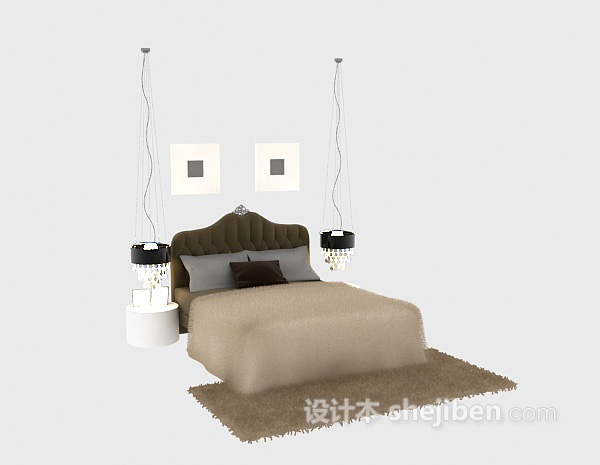 欧式风格欧式单人床3d模型下载