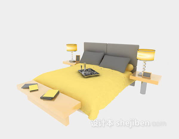 现代风格现代软床3d模型下载