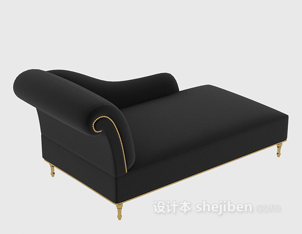 欧式风格黑色躺椅沙发3d模型下载