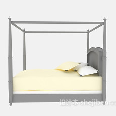 木质家居床3d模型下载