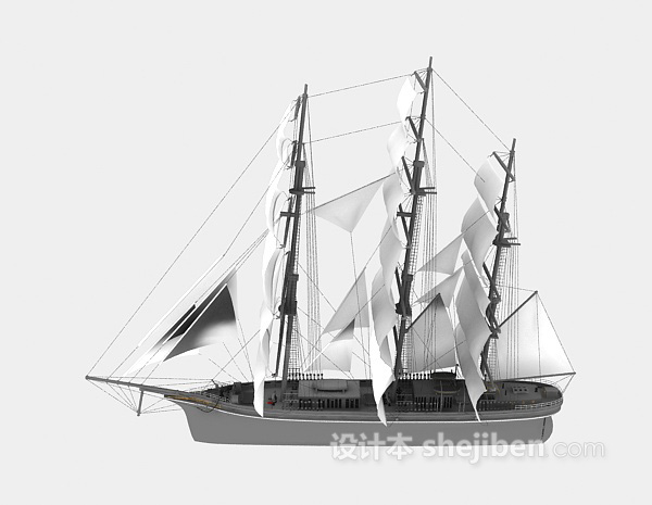 现代风格帆船装饰品3d模型下载