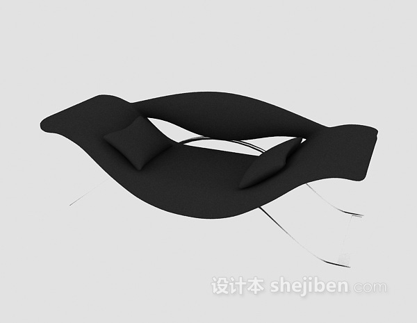 免费黑色躺椅沙发3d模型下载