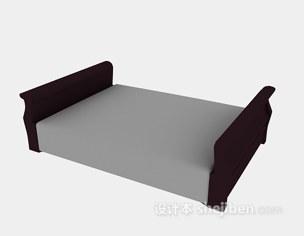 现代风格实木单人床3d模型下载