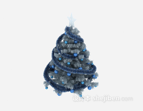 现代风格蓝色圣诞树3d模型下载