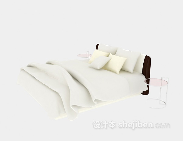 现代风格双人床欣赏3d模型下载