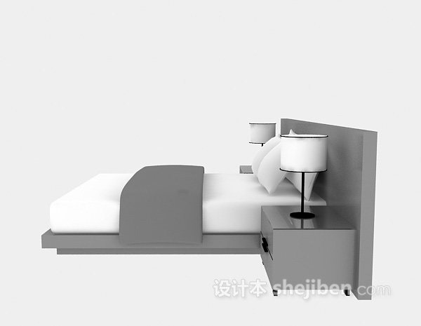 现代风格木质床现代风格3d模型下载