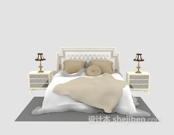 欧式风格欧式软床3d模型下载