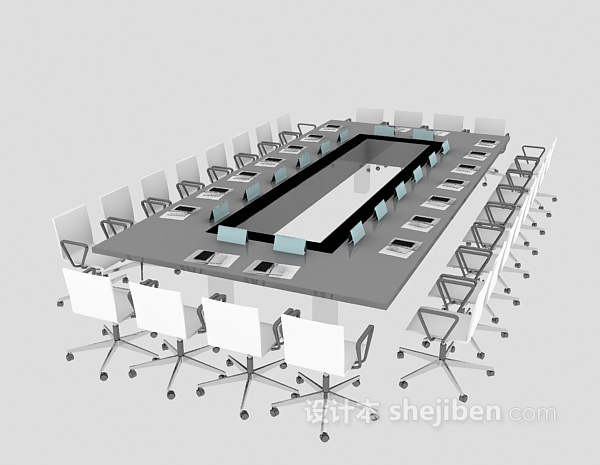 现代风格方形会议桌3d模型下载