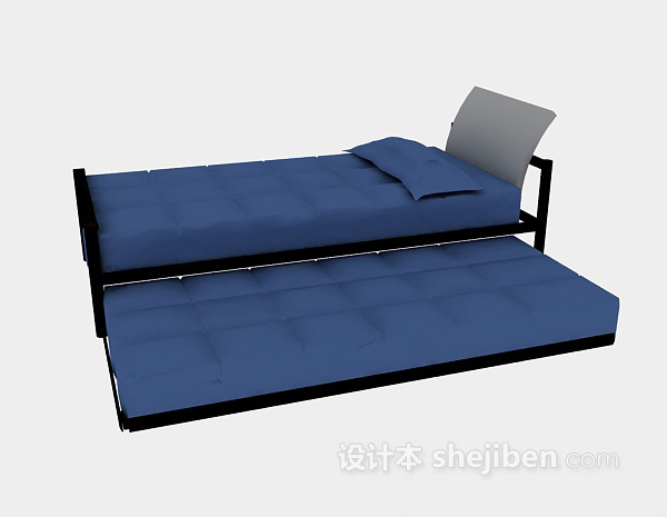 现代风格金属材料单人床3d模型下载