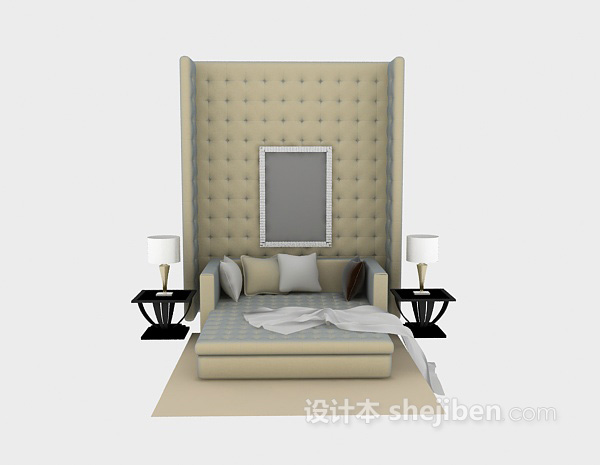 现代风格双人软床3d模型下载
