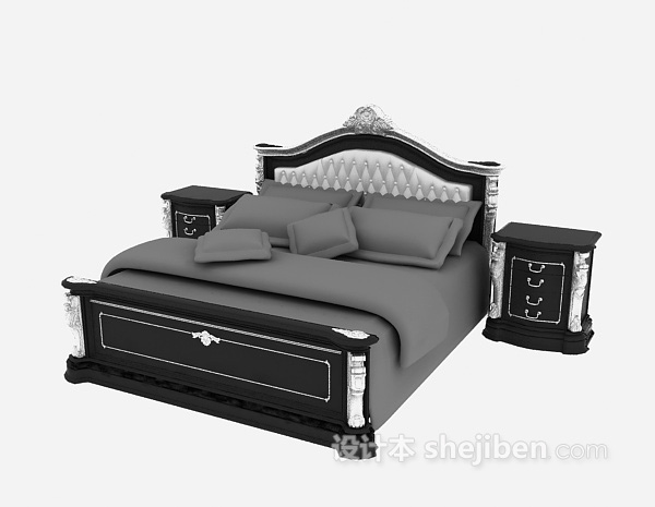 免费欧式木床3d模型下载