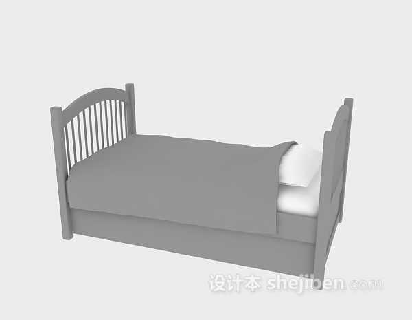免费儿童实木床3d模型下载