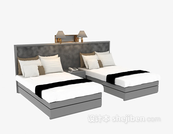 免费酒店式单人床免费3d模型下载