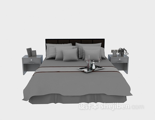 现代风格酒店床具3d模型下载