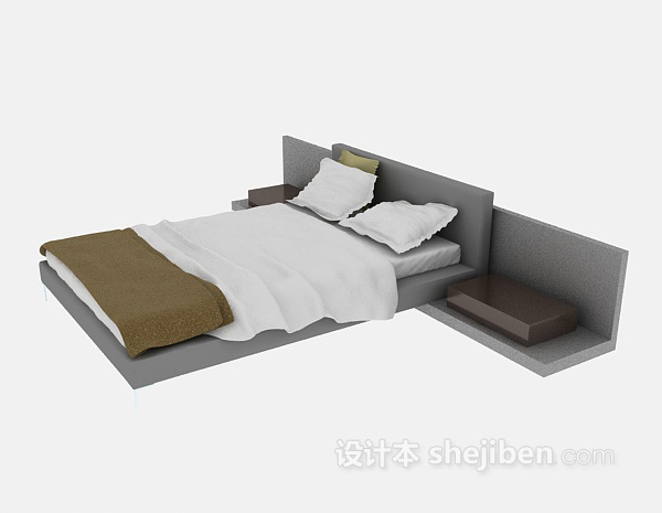 免费双人床具3d模型下载