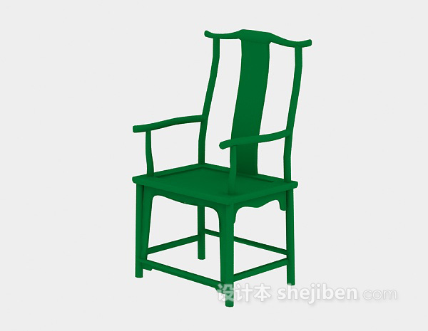 免费绿色古代椅子3d模型下载