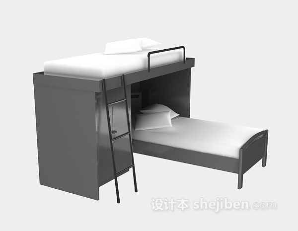 现代风格上下铺床免费3d模型下载