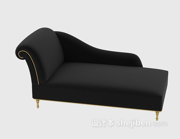 免费黑色躺椅沙发3d模型下载
