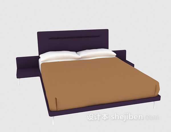 免费现代双人床3d模型下载