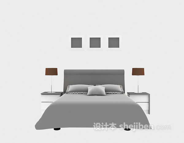 免费现代风格床3d模型下载