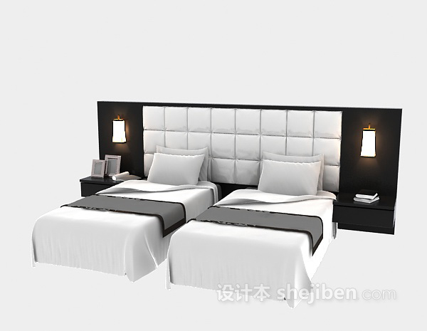 免费酒店单人床欣赏3d模型下载