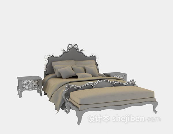 免费欧式木床3d模型下载
