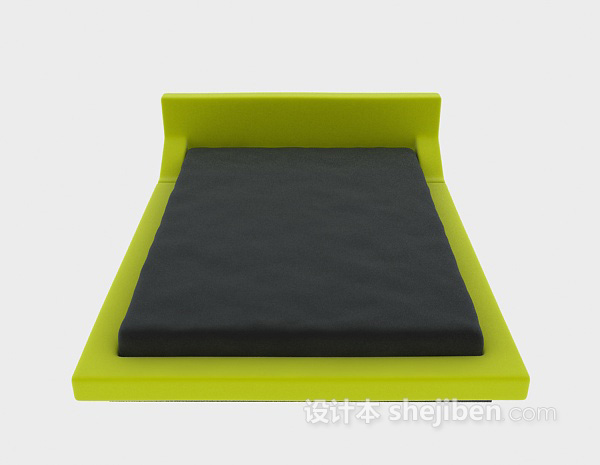 免费绿色床垫床3d模型下载