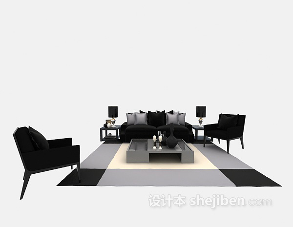 东南亚风格东南亚组合沙发推荐3d模型下载