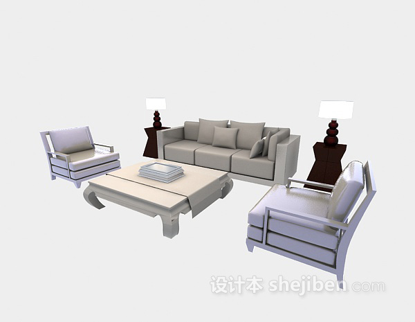 免费现代客厅沙发3d模型下载