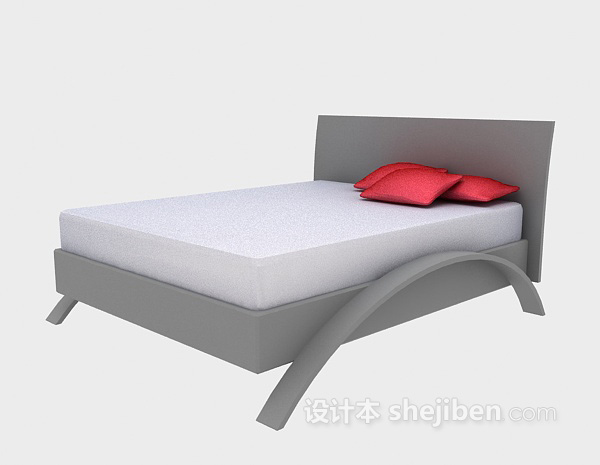简易木质床3d模型下载