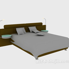 现代实木床3d模型下载