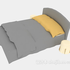 现代单人床3d模型下载