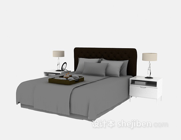 现代风格现代双人床欣赏3d模型下载