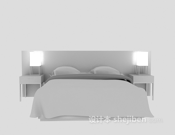 现代风格酒店用床3d模型下载