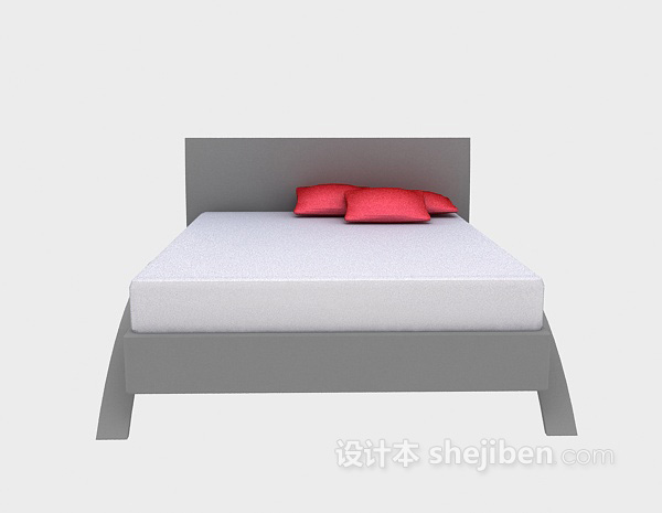 现代风格简易木质床3d模型下载