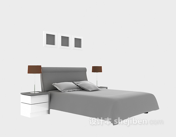 现代风格现代风格床3d模型下载