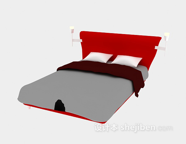 现代风格现代床3d模型下载