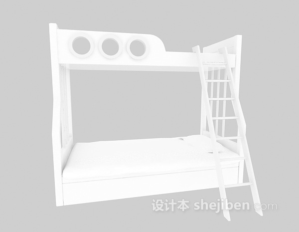 现代风格上下铺木床3d模型下载