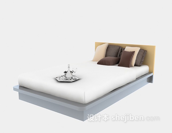 现代风格双人床免费3d模型下载
