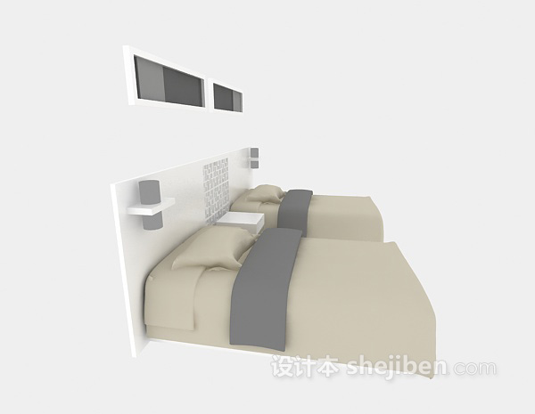 单人床3d模型欣赏